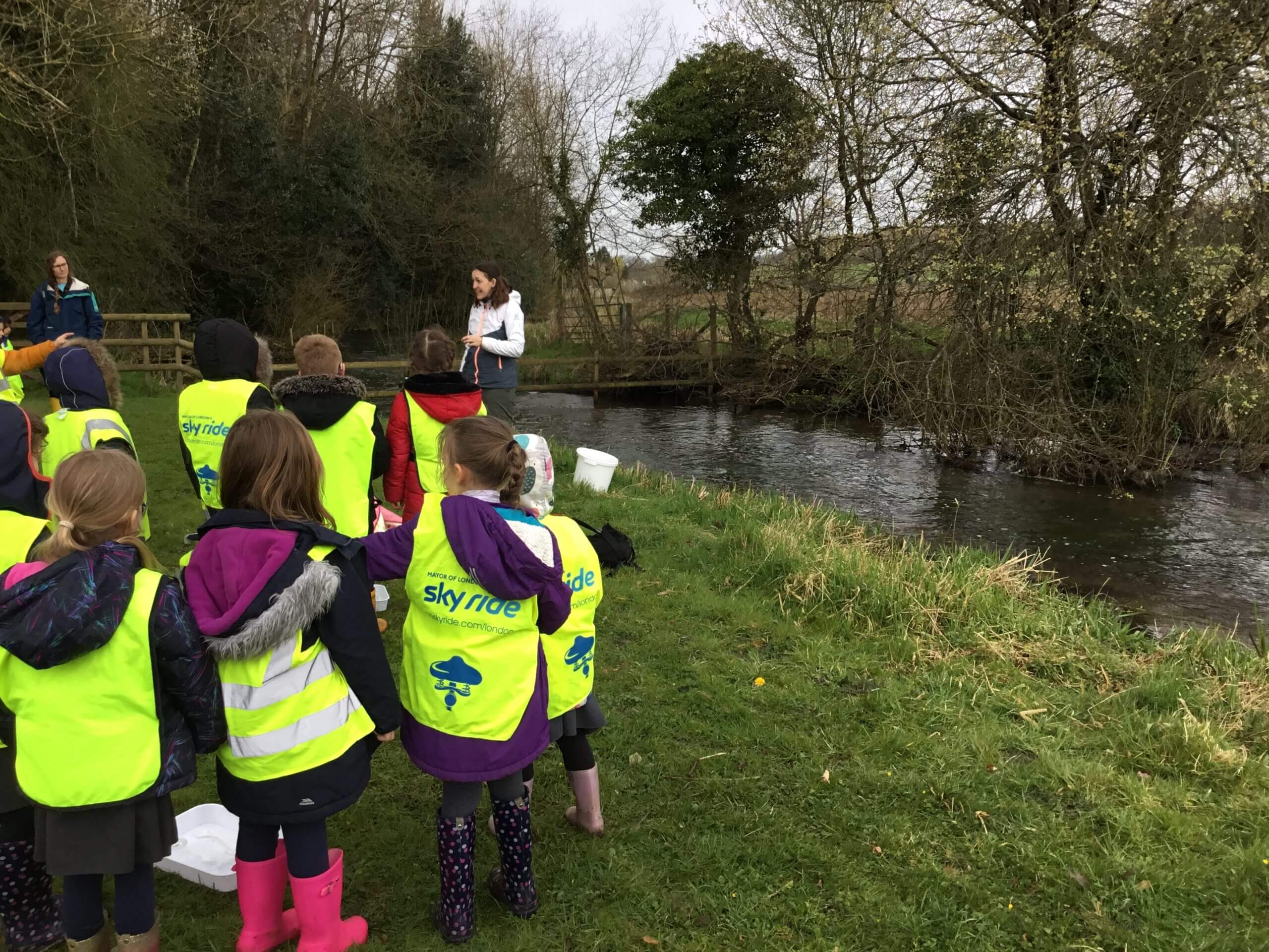 Trout release with local school