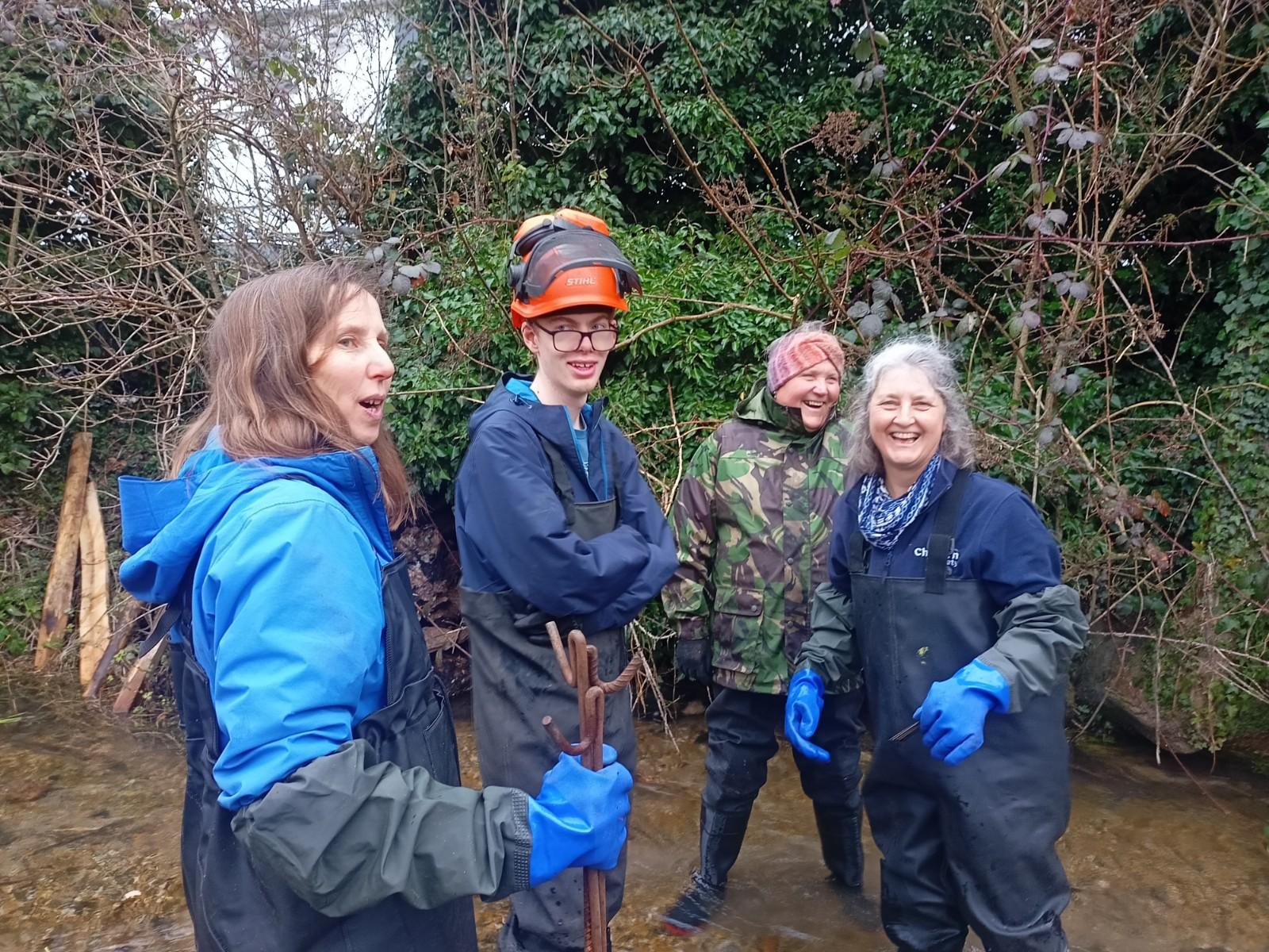 Volunteers helping with River Restoration work at Barrowcroft