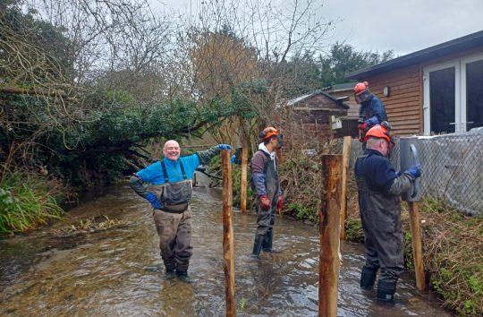 Volunteers helping with River Restoration work at Barrowcroft