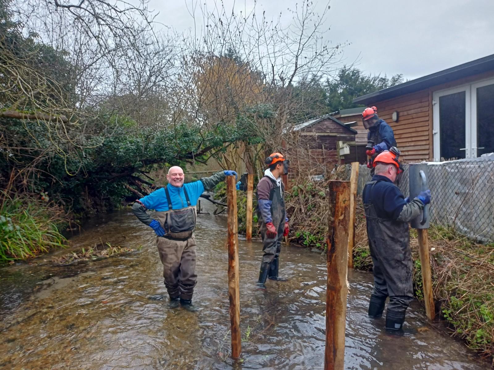 Volunteers helping with River Restoration work at Barrowcroft