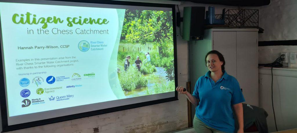 Hannah Parry-Wilson presenting Chess citizen science talk