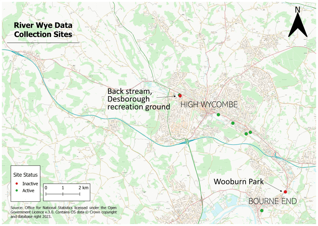 River Wye Riverfly monitoring sites map